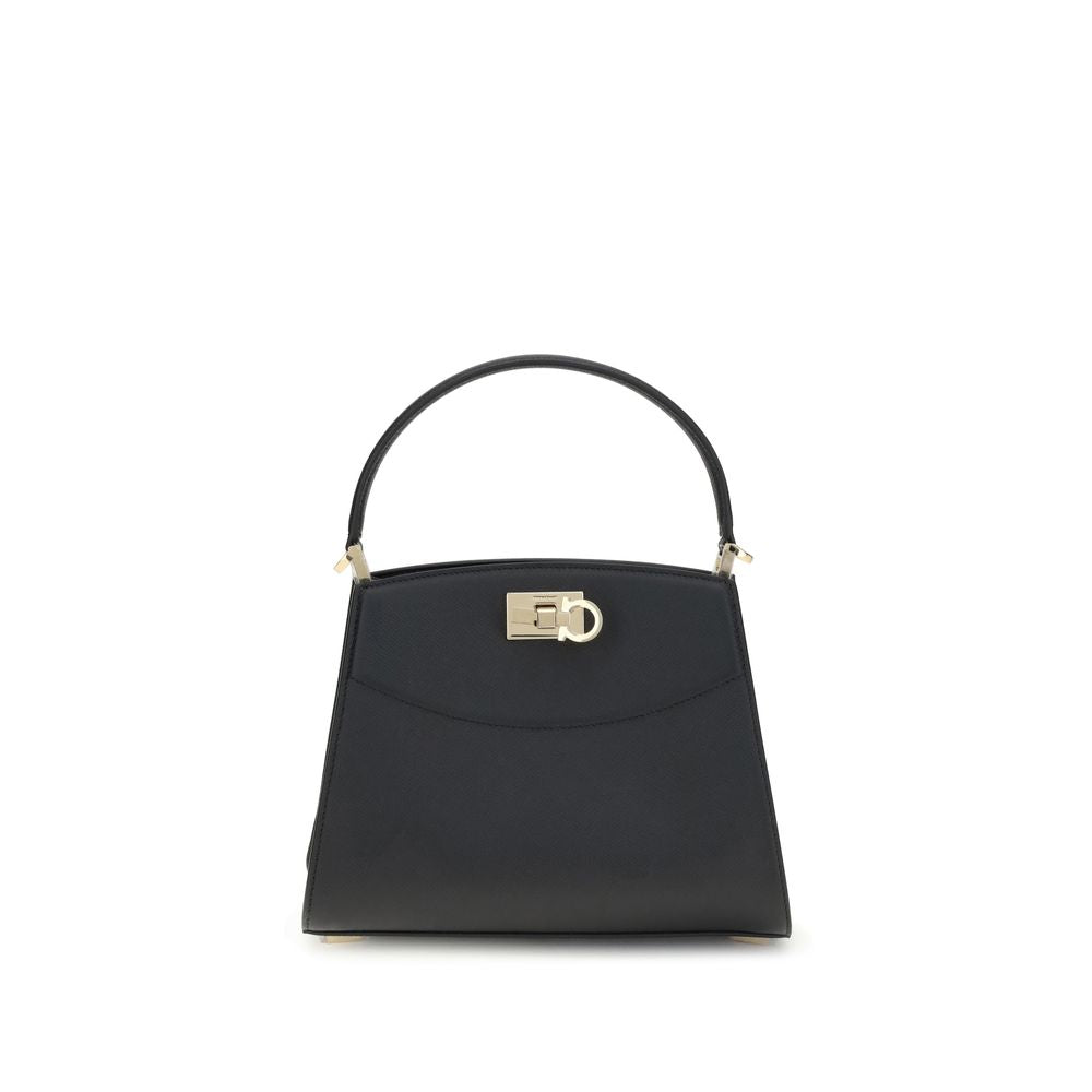 Ferragamo Black Calf Leather Bos Taurus Handbag
